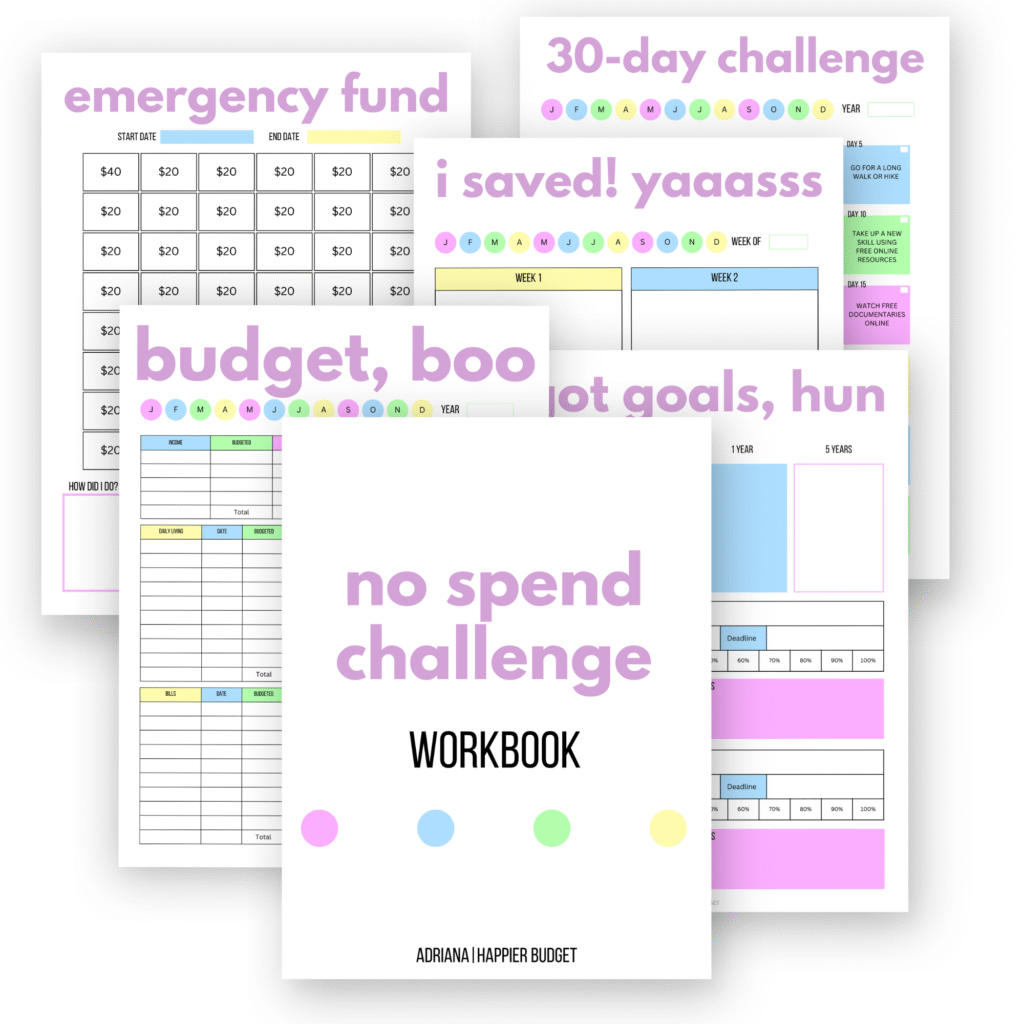 No Spend Challenge Workbook | 41 Pages