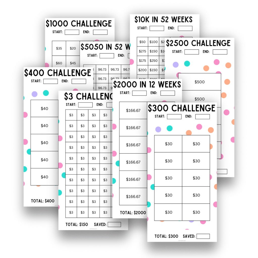 Happier Savings Challenges | 75 Pages